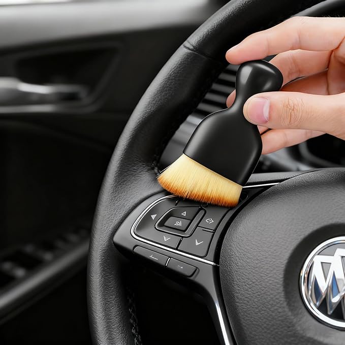 4 Pcs Car Interior Cleaning Kit Air Vent Dust Brush Set with Dense Bristles & A-Grade Shell Classic Design Auto AC Outlet Detailing Tools with Cover