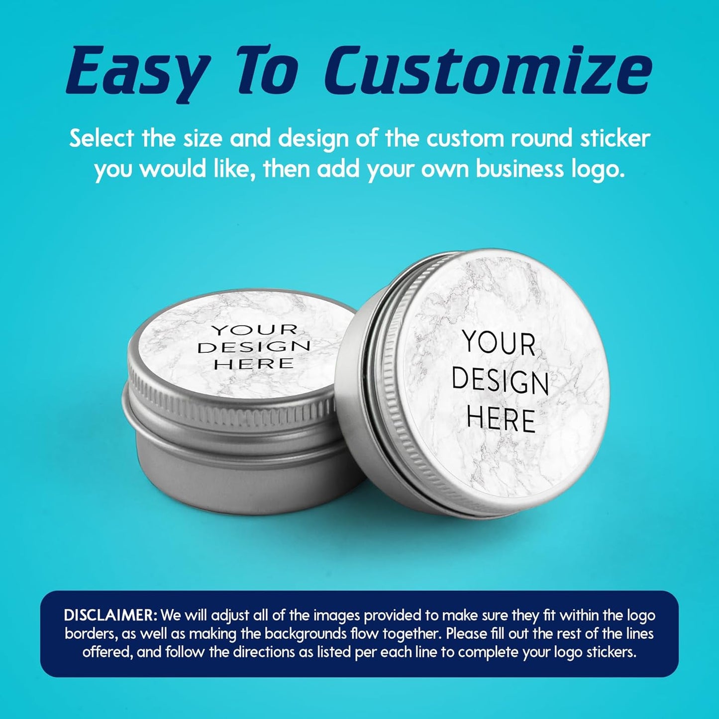 100 Custom Vinyl Stickers - Upload Your own Image, Text, Design, Logo - Personalized Logo Labels for Handmade, Packaging, Bottle, Jars, Candle, Brand Stickers (Silver Marble, 5x5)