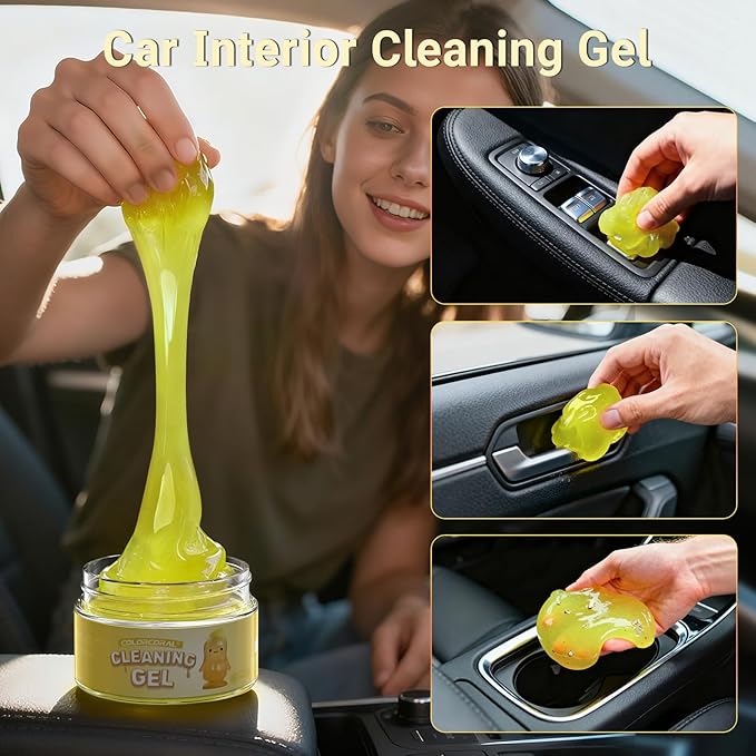 COLORCORAL 4 Pack Car Cleaning Gel Reusable Auto Slime Cars Cleaner Dust Cleansing Gels,Vehicle Interior Cleaning Care Putty,Keyboard Cleaner Goop for Car Vent, Corners, Crevice,Office Desktops Debris