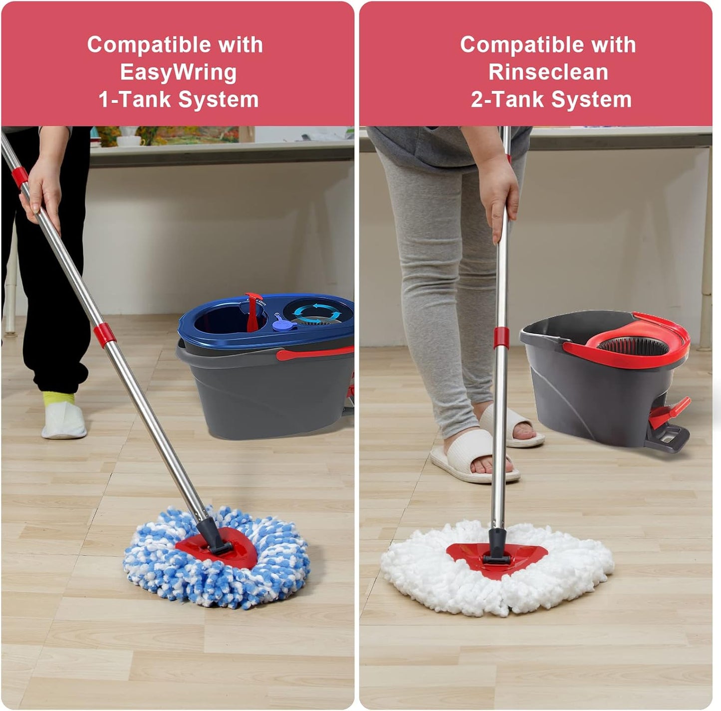 Spin Mop Replacement Handle - 4 Section Mop or Broom Handle/Stick Compatible with O Cedar Spin Mop Refills and Brooms, 30" to 59", American Threaded Joint End (Mop Head Not Included)