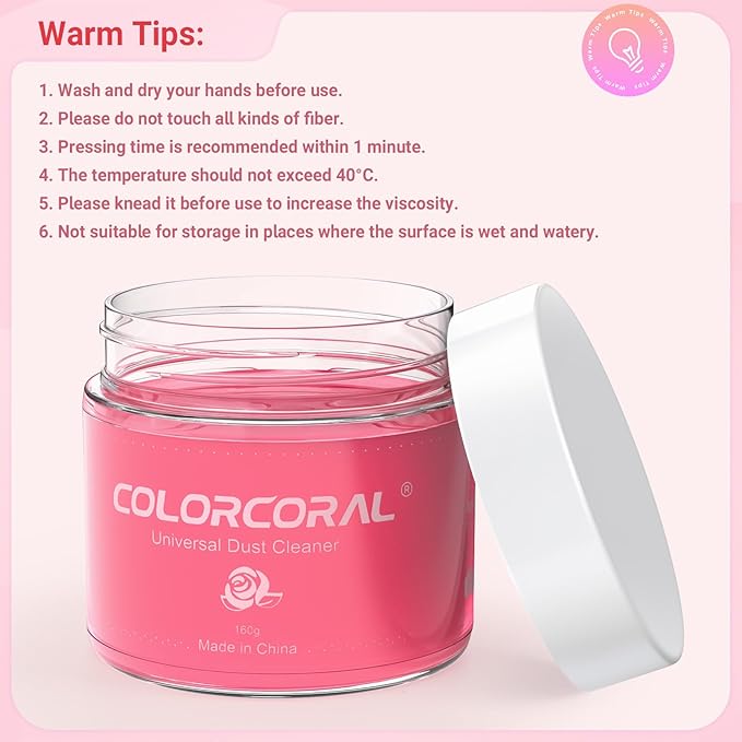 ColorCoral Universal Cleaning Gel Keyboard Dust Cleaner for Office Electronics Product,Cleaning Putty for Car Detailing Laptop Dusting Kit Computer Dust Remover,Computer Cleaning Accessories,Rose Pink