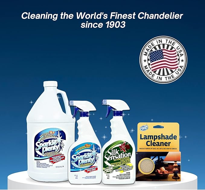 Sparkle Plenty Silk Sensation Cleaning Solutions Bundle - Sparkle Plenty Chandelier Cleaner Drip Dry Spray No Wipe & Silk Plant Cleaner Spray No Wipe - Artificial Plants & Flowers Spray Away Cleaner