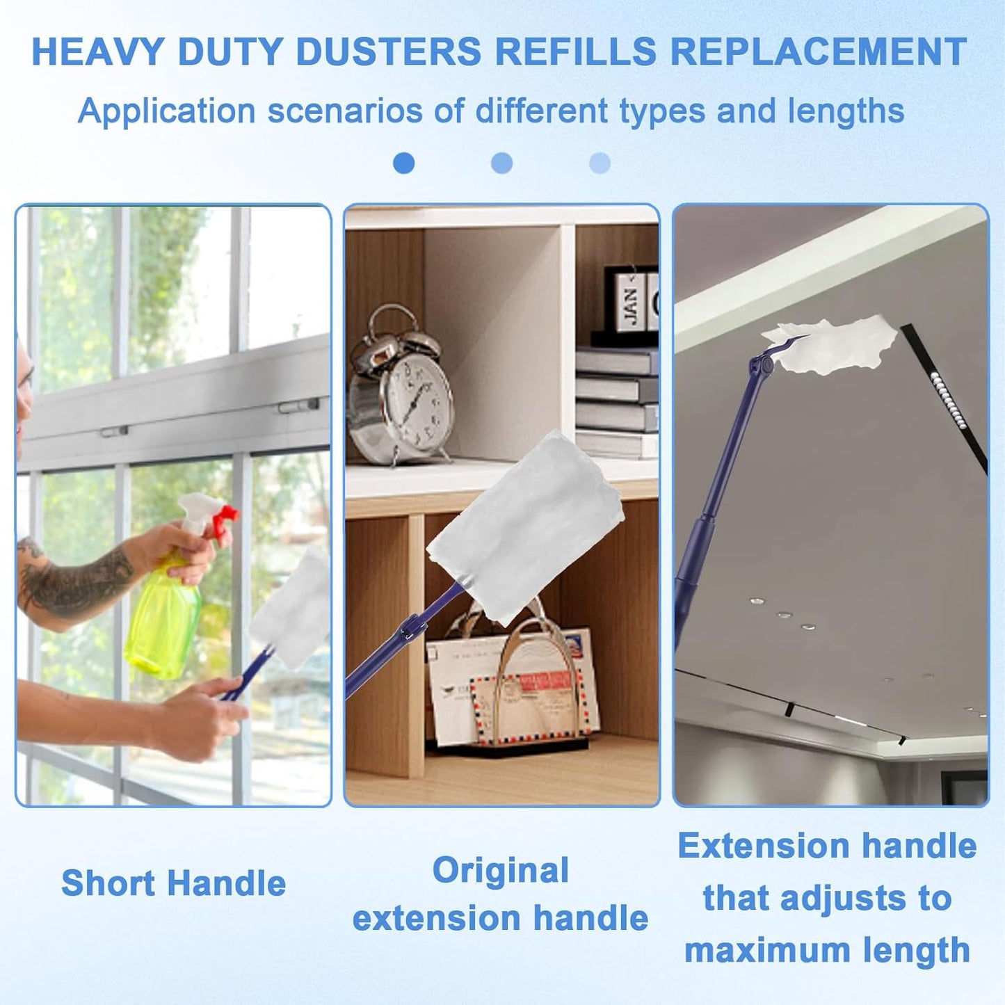 JMIATRY 100PCS Disposable Duster Refills for Swiffer Heavy Duty Duster Refills 180° Duster Refill Bulk Duster Pads with Extendable Handle Disposable Dusters for Cleaning Home Office Blinds Ceiling