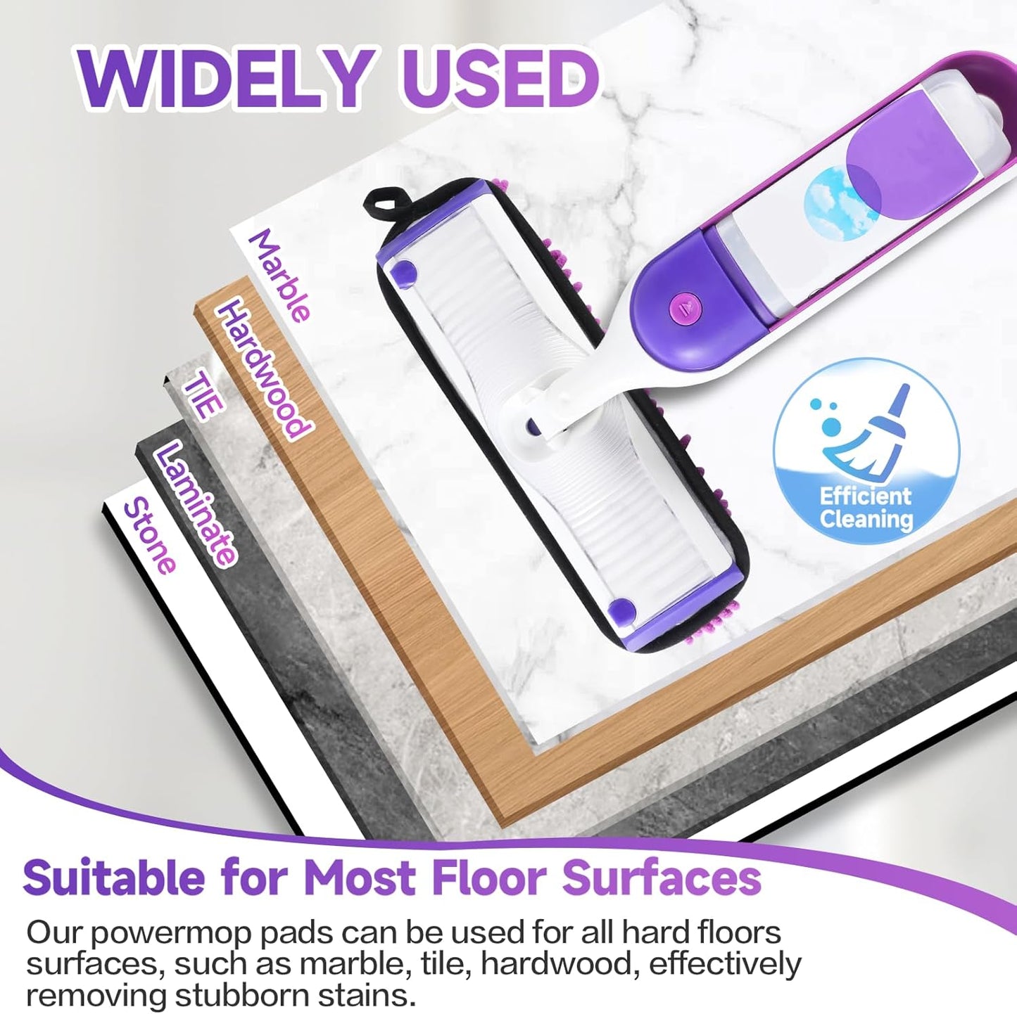 6 Pack Reusable Replacements Pads Compatible with Swiffer PowerMop,Microfiber Power Mop Pads for Swiffer 15'' Spray Mop, Washable PowerMop Pads Used for Multi Hardwood Floors