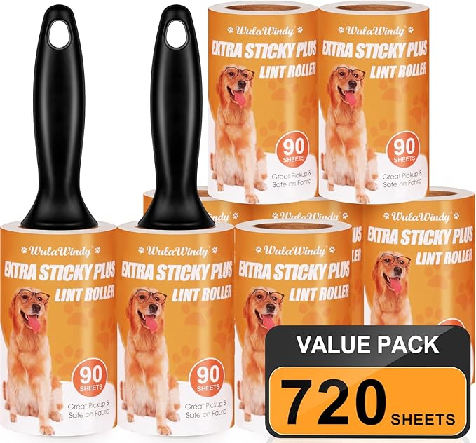WulaWindy Lint Roller for Pet Hair, Extra Sticky Lint Rollers Pet Hair Remover for Clothes, Work Great on Pet Hair Value Pack (4 Pack) (8 Pack)