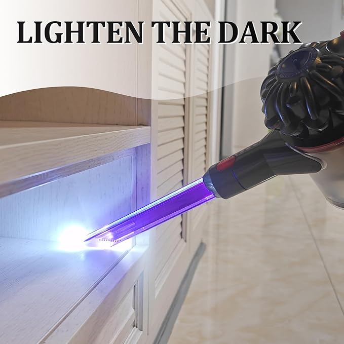 Light Pipe Crevice Tool for Dyson V8 V7 V11 V10 Cordless Vacuum Cleaner,Illuminates The Dark Gap Corner,Brush Tools Attachments Ideal for Car Cleaning