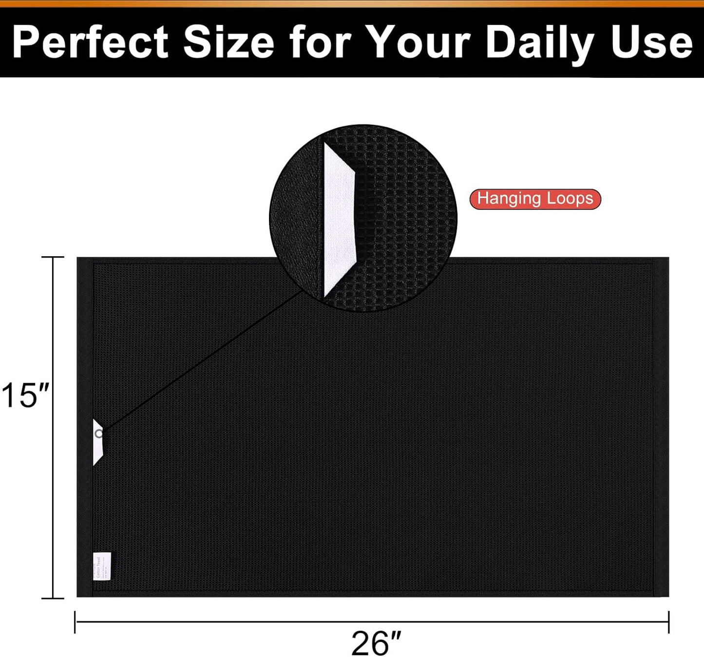 Homaxy 100% Cotton Waffle Weave Kitchen Towels - 6 Pack Soft and Absorbent Dish Towels - 16 x 26 Inches Quick Dry Hand Towels - Black