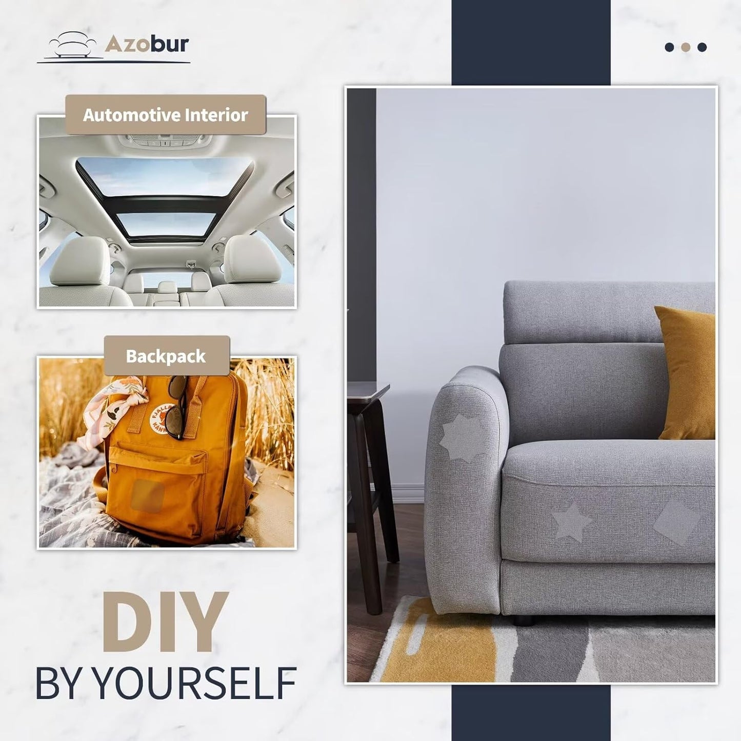 Azobur Velvet Patch,Self-Adhesive Rectangular Flannel Fabric Patch,Multicolor Available Anti Scratch Velvet 8X11 Inch Peel and Stick for Sofas, Automotive Interior, Handbags,and Pillow (Light Brown)