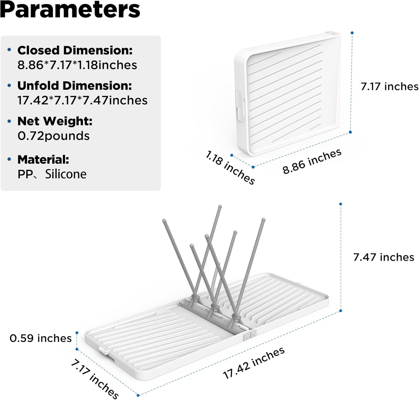 YOTIME Baby Bottle Drying Rack with Drainer, Foldable & Space Saving Drying Rack for Baby Bottles, Nipple and Accessories, White