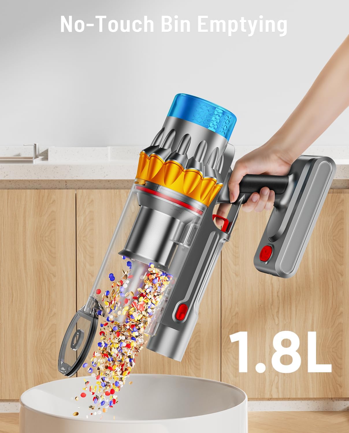Cordless Vacuum Cleaner, 600W 50KPA 70Min Powerful Vacuum Cleaners for Home, Self-Standing Stick Vacuum Cordless Rechargeable/ Anti-Tangle/OLED Screen/1.8L Cup for Home Pet Hair/Carpet/Hardwood Floor