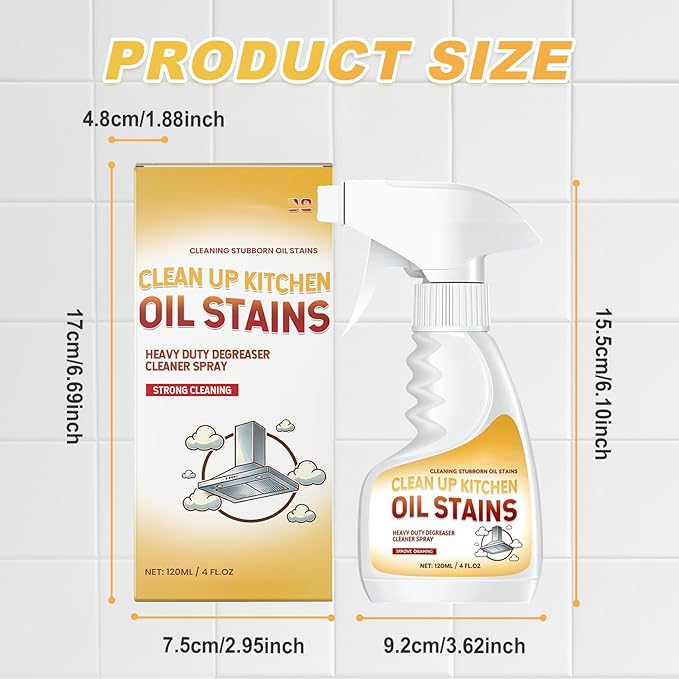 Heavy-Duty Kitchen Degreaser Foam Cleaner, Powerful Kitchen Degreaser Spray & Dual Side Scrub Sponge Set Grease Remover for Stove Range Hood (3, Standard)