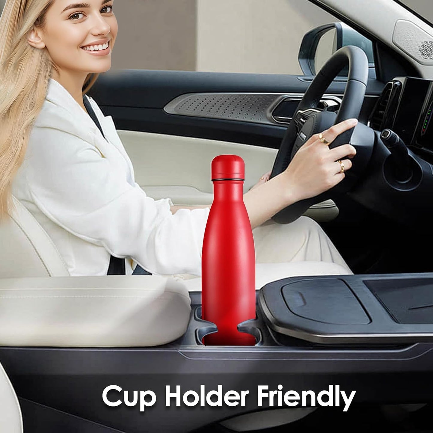 17oz Cola-Bottle Shaped Stainless Steel Leak-proof Water Bottle,Double Wall Vacuum Insulated Metal,Travel Mug For Sports Indoors & Outdoors,BPA-Free School Kids Flasks,Red(1Pack)