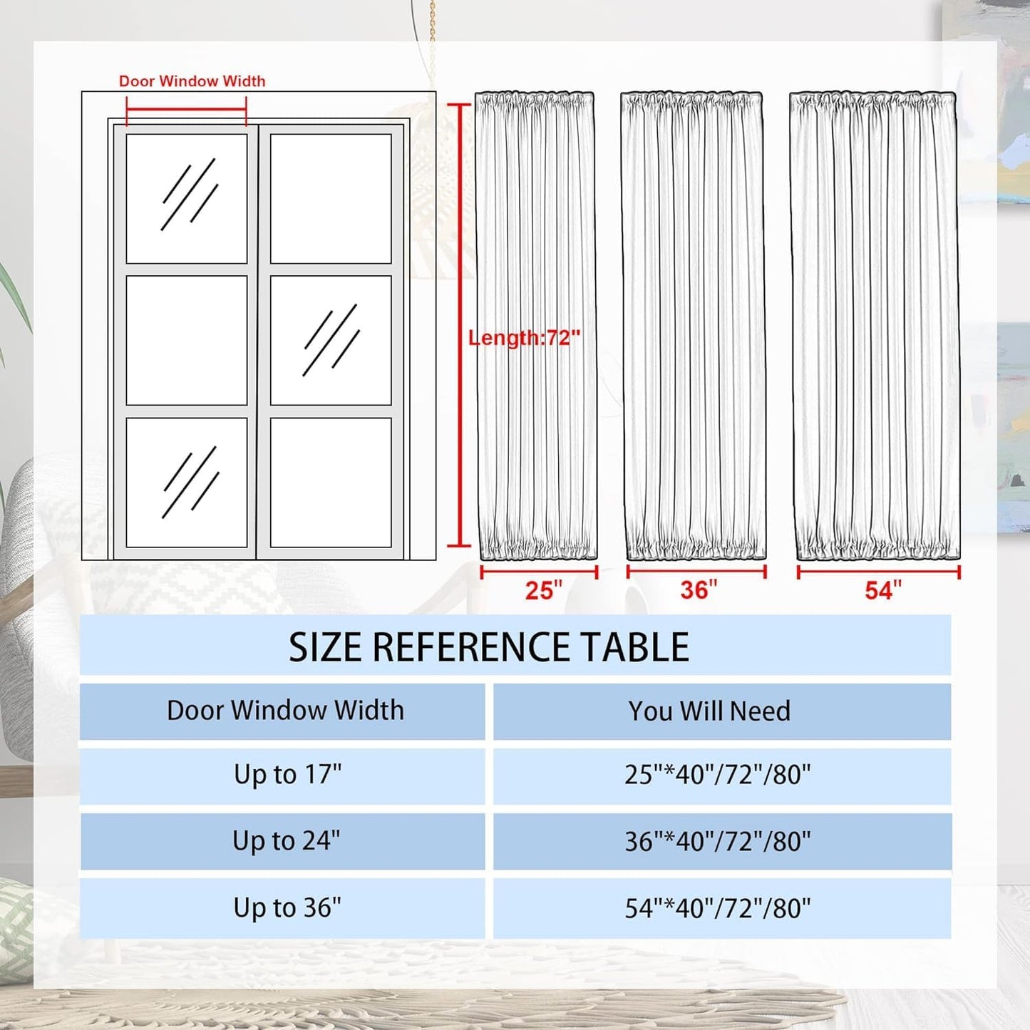 DWCN French Door Curtains – Rod Pocket Thermal Blackout Curtain for Doors with Glass Window, Kitchen and Patio Doors for Privacy, 36 X 72 Inches Long, 1 Curtain Panel with Tieback, Light Sage