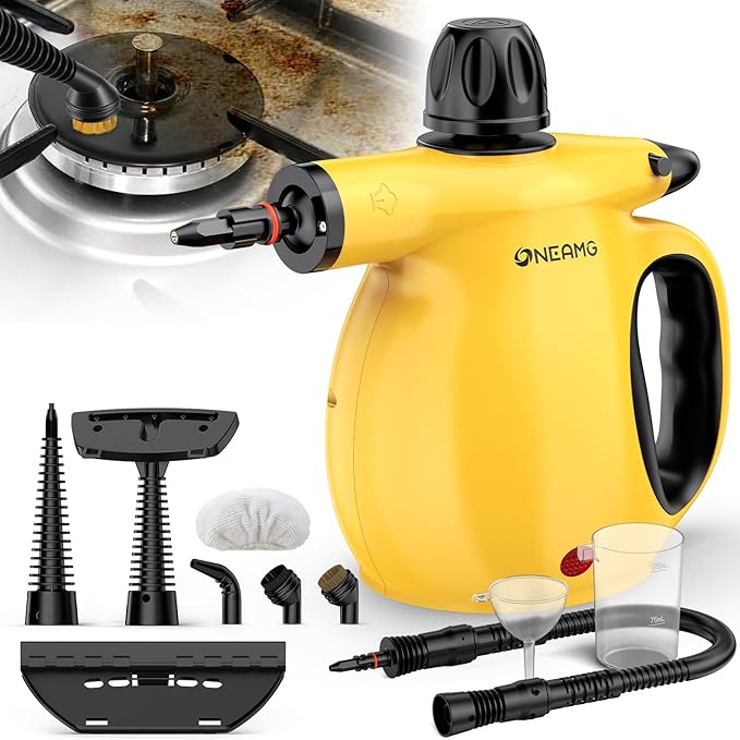 Pressurized Handheld Steam Cleaner for home with Safety Lock, 450ML/15.22OZ Tank & 10 Accessories, Multi-Surface Portable Steam Cleaner for Car,Furniture, Floor, Kitchen-Removes Stubborn Grime