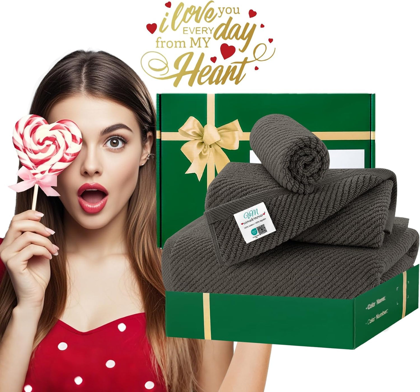 3 Piece Towel Sets for Bathroom, Grey Towels for Showering - 100% Cotton | Quick Dry | Soft | Thick, 1 Large Bath 30" x 56", 1 Hand 18" x 28", 1 Wash Cloth 13" x 13", Bathroom Essentials