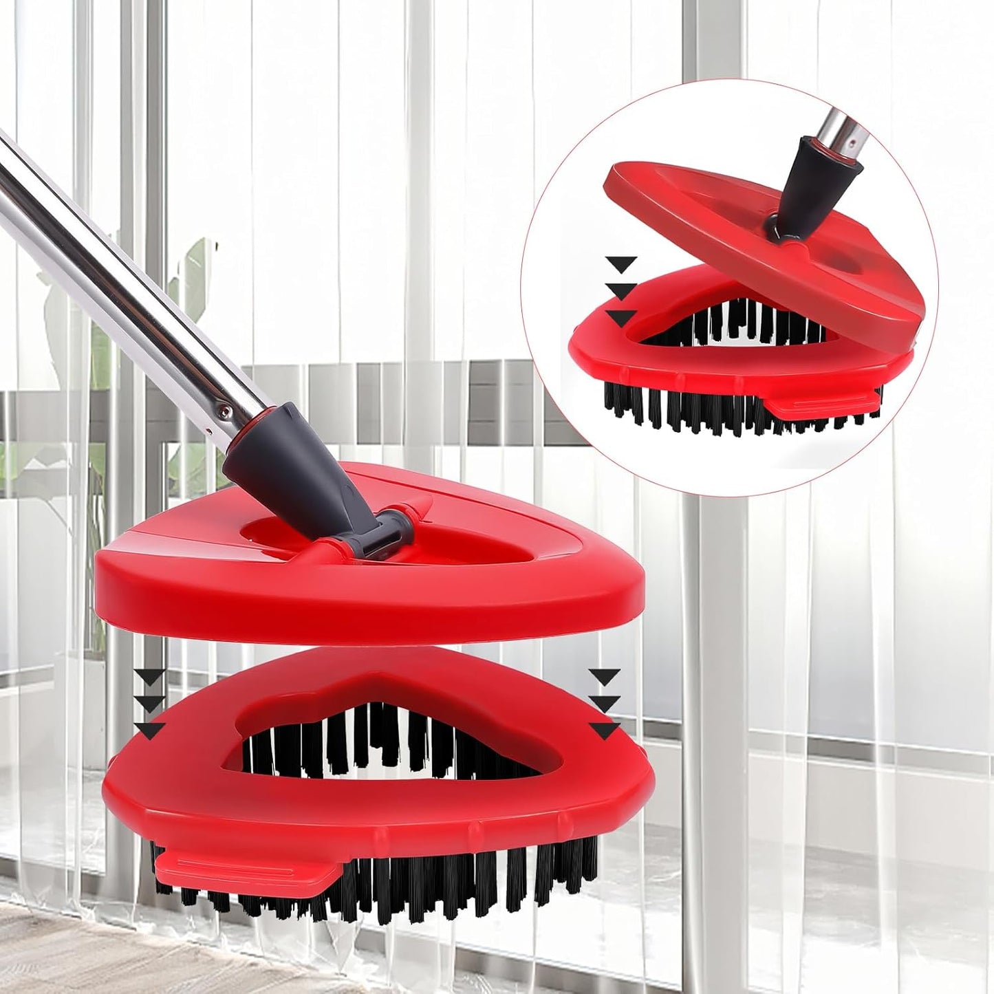 Mop Replacement Heads 6 Pcs & 2 Scrub Brushes Combo for Ocedar Easywring 1-Tank System,Microfiber Spin Mop Replacement Head,Machine Washable for Bathroom,Kitchen,Tub and Tile Cleaning