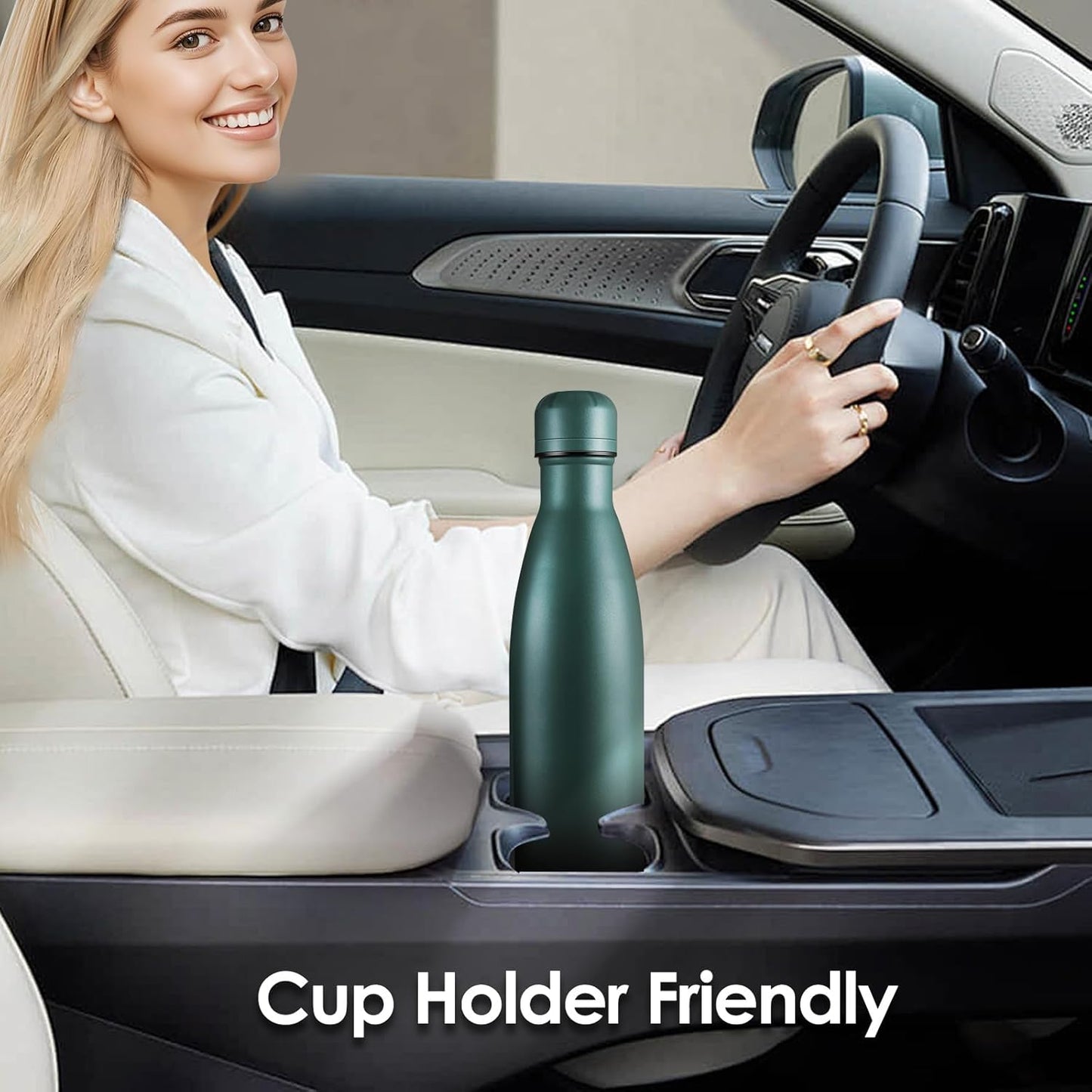 17oz Cola-Bottle Shaped Stainless Steel Leak-proof Water Bottle,Double Wall Vacuum Insulated Metal,Travel Mug For Sports Indoors & Outdoors,BPA-Free Kids Flasks,Army Green(4Pack)