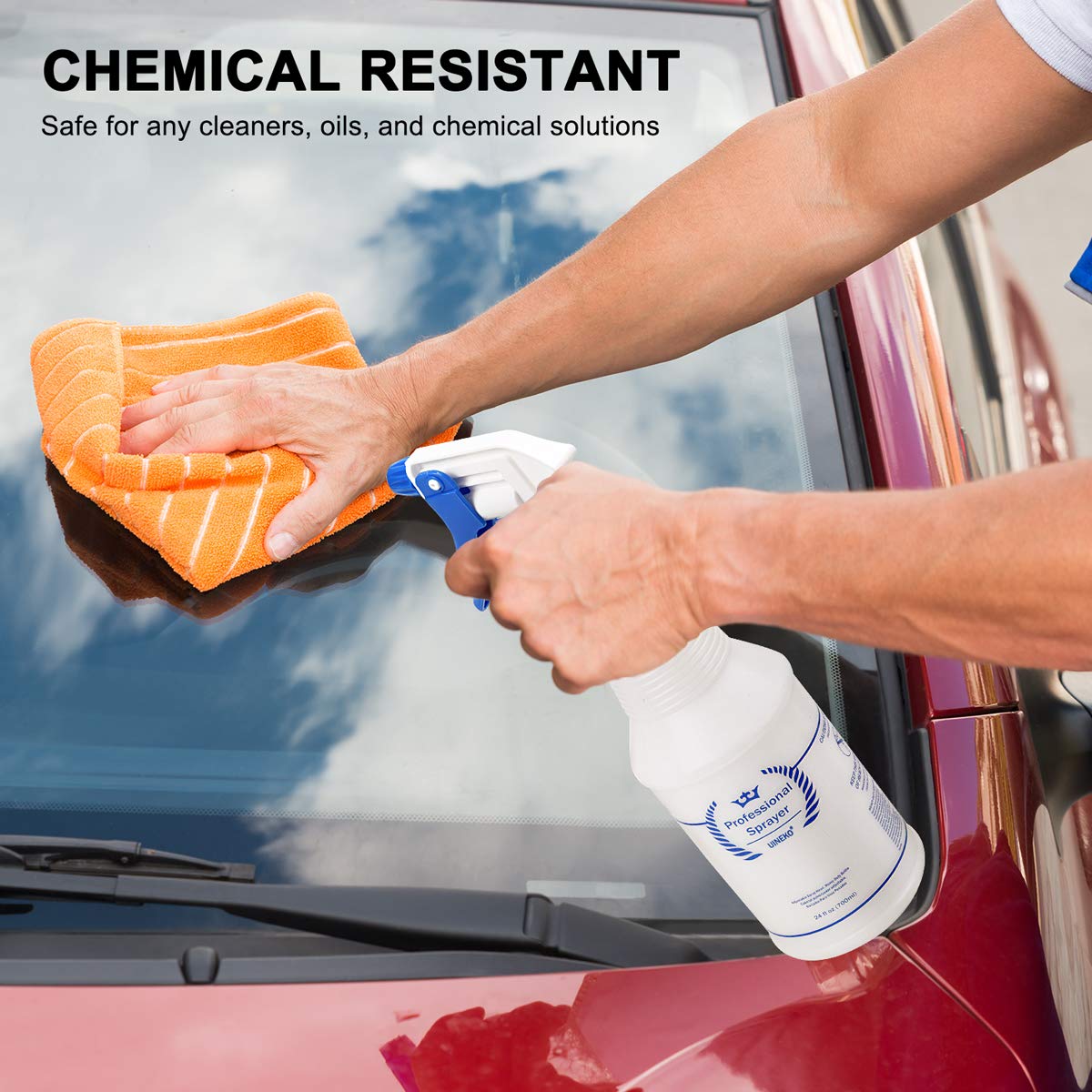 Plastic Spray Bottle 2 Pack, 32 Oz, All-Purpose Heavy Duty Spraying Bottles Leak Proof Mist Empty Water Sprayer for Cleaning Solution, Essential Oils, Hair, Planting with Adjustable Nozzle - Blue