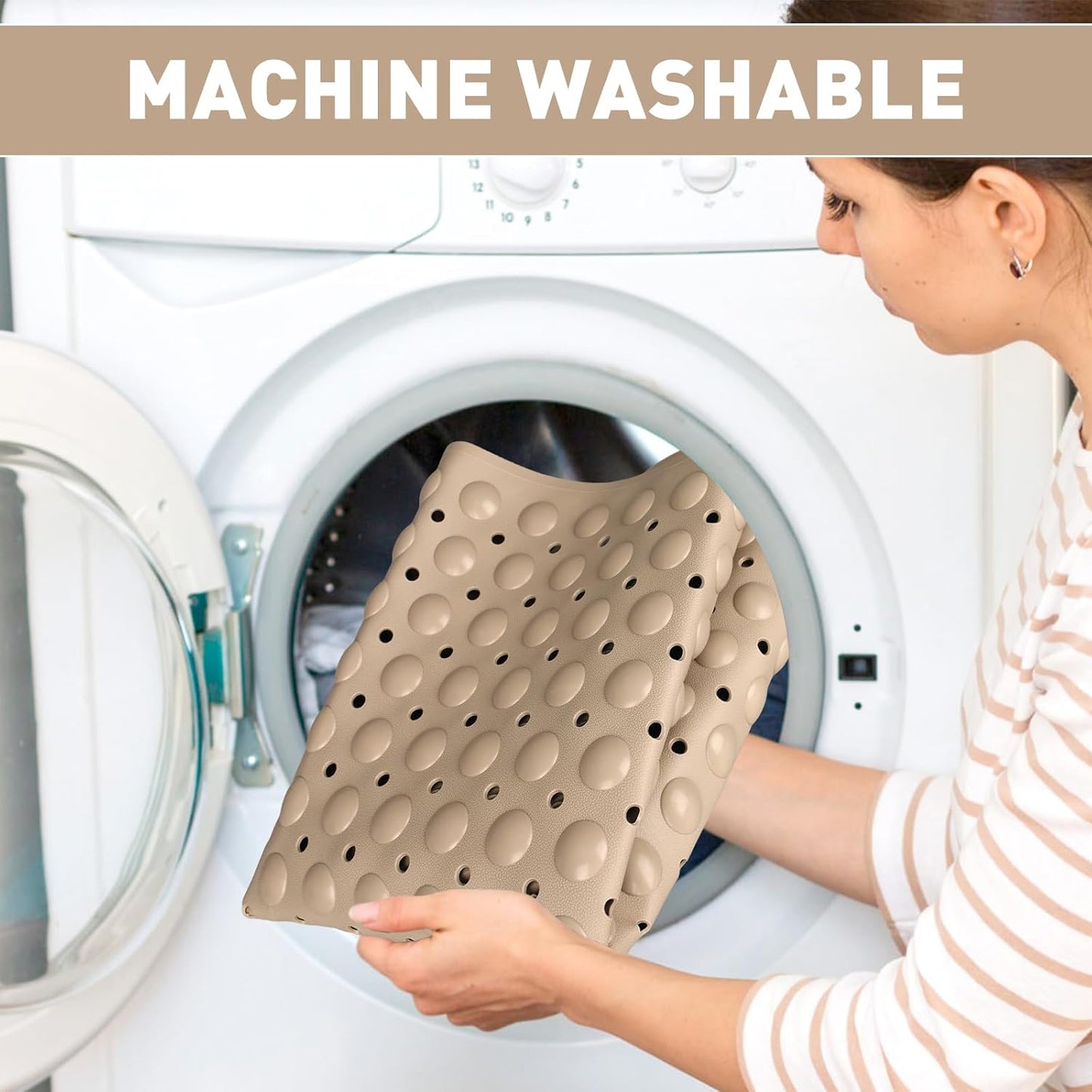 Shower Mat Non Slip: 35.4 x 23.6 Inch Extra Large TPE Shower Mats for Inside Shower - Anti Slip Shower Stall Matt with Drain Hole and Suction Cups for Elderly