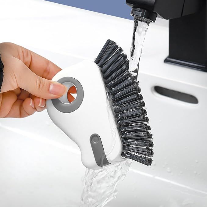 2 in 1 Groove Cleaning Brush Window Track Cleaning Tools, Multifunction Window Track Cleaner with Hard Bristle and Hidden Scraper, Crevice Brush for Sliding Door Track Window Seal Sill