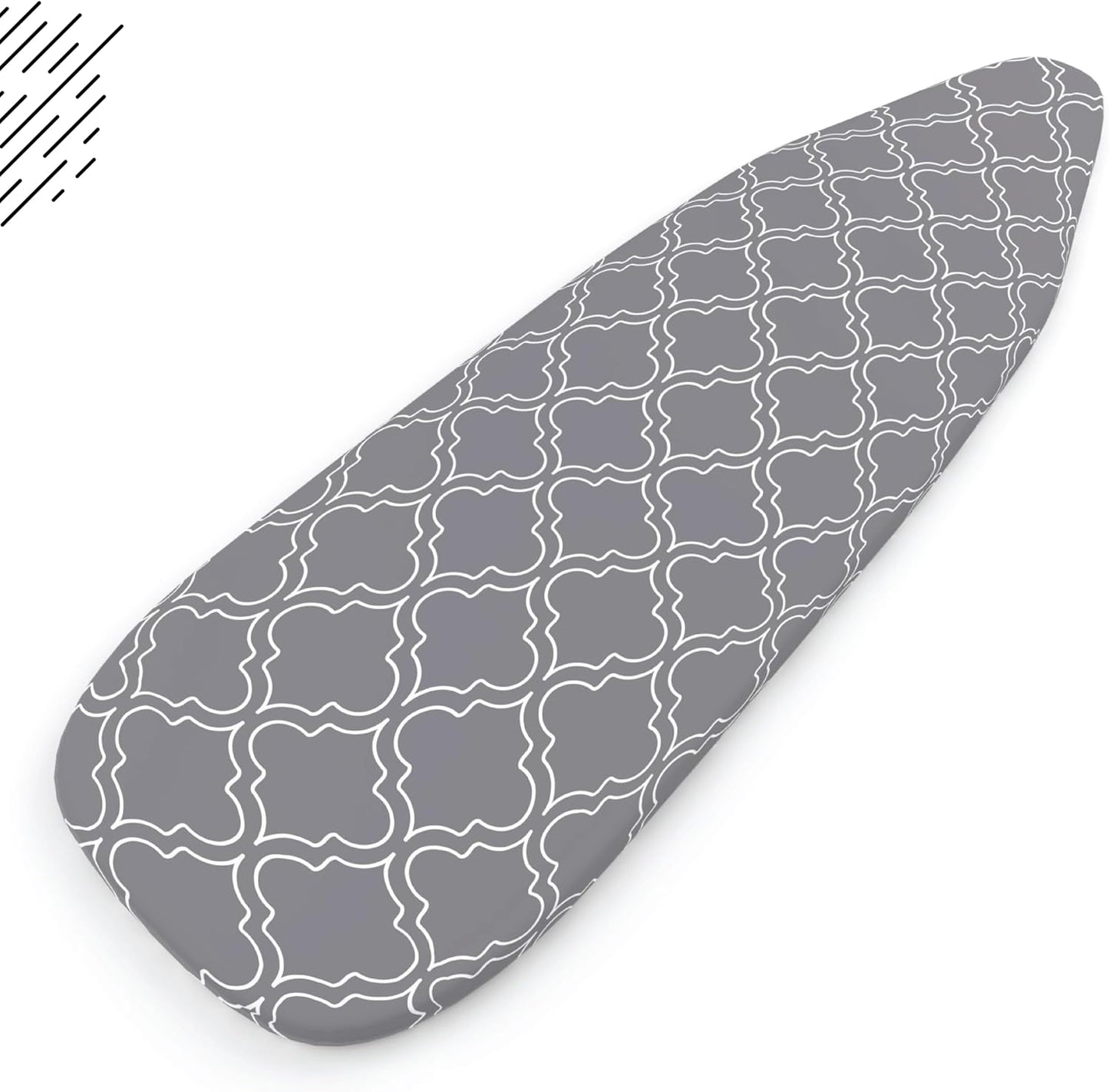 Encasa Ironing Board Covers (44 x 13.5 inch) Drawstring Tightening with Thick 3 mm Felt Padding, Easy Fit, Scorch Resistant, Printed - Grey Tiles as Unit in hand is for 44*13.5