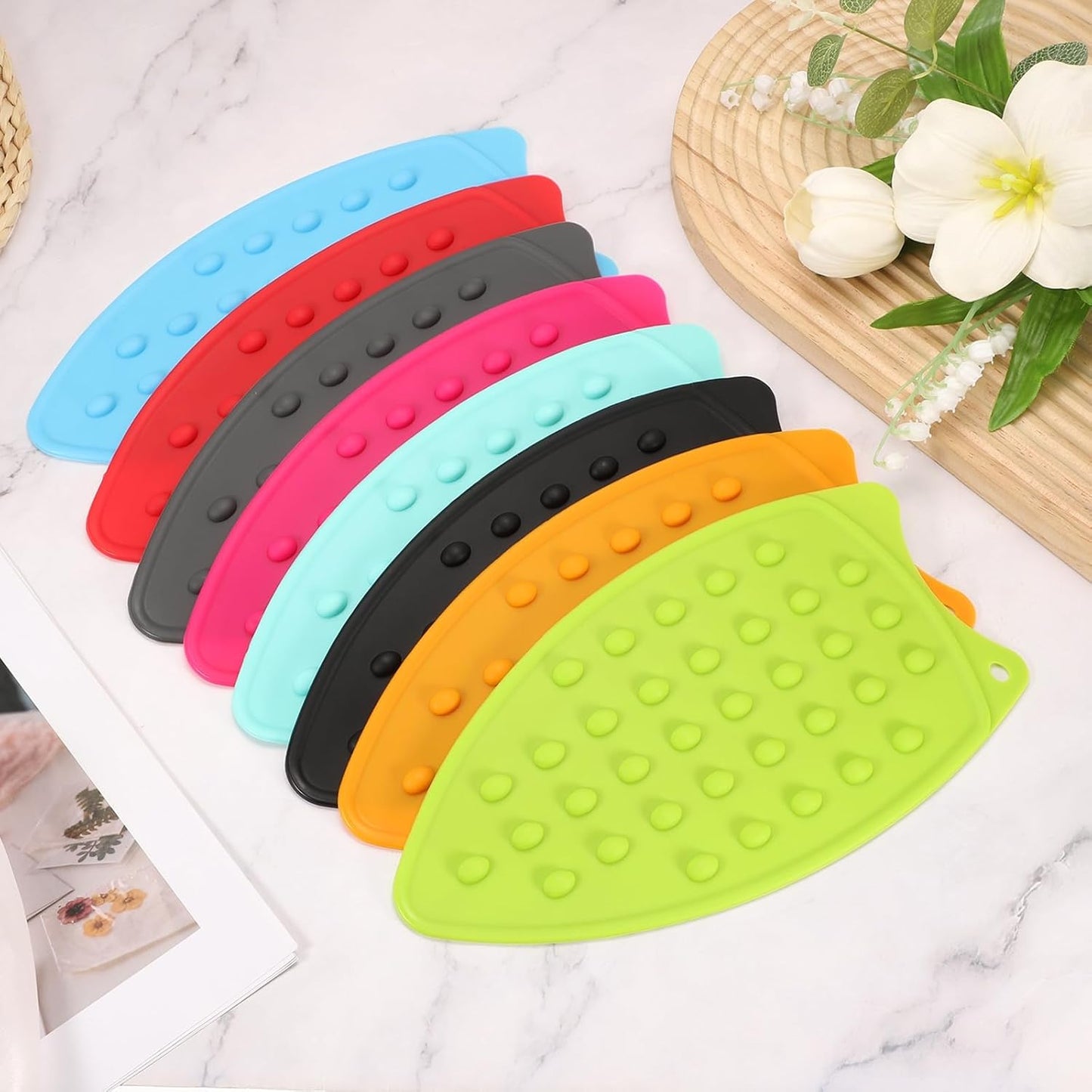 PATIKIL Silicone Iron Rest Pad, 2 Pcs Multipurpose Hot Heat Resistant Iron Rest Plate Protective Pad for Ironing Board Hot Resistant Steamer Steam Compact Mat, Blue
