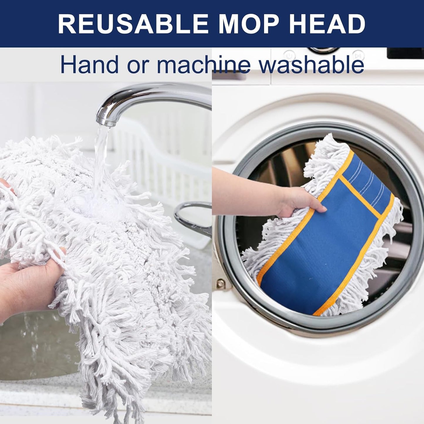 KeFanta 24" Commercial Dust Mop Replacement Heads, Reusable Industrial Dust Mop Pads, Blue Washable Cotton Dust Mop Refill for Floor Cleaning & Janitorial Supplies, Only Fits:B0D7MKSZ8N