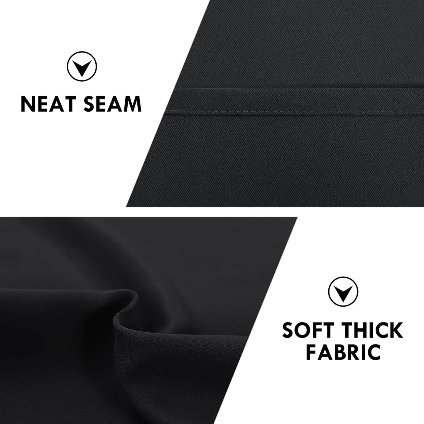 DWCN Black Room Darkening Blackout Curtains - Rod Pocket Thermal Insulated Privacy Energy Saving Window Curtain Drapes 42x 72 inch Length, Set of 2 Bedroom Living Room Curtains