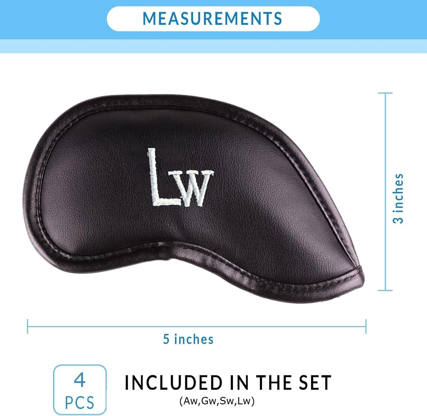 Premium Magnetic Leather Iron and Wedge Golf Club Head Covers | Set of 10 | Fits Most Clubs | Embroidered Club Label on Both Sides of Club Head Cover