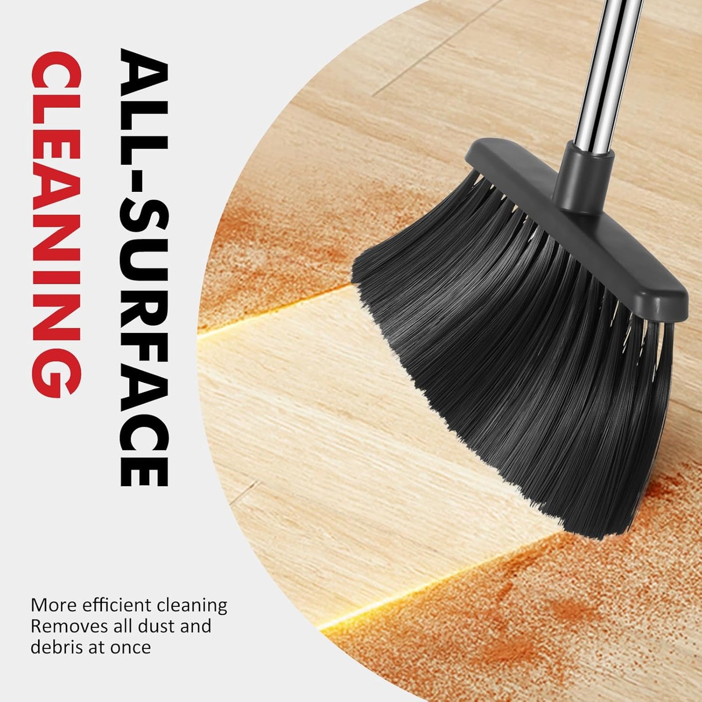 Heavy Duty Broom, 55 Inch Long Handle Outdoor Large Angle Brooms, Commercial Broom for Sweeping Indoor, for Home Garage Kitchen Office Courtyard Lobby Patio Lawn Concrete,Black