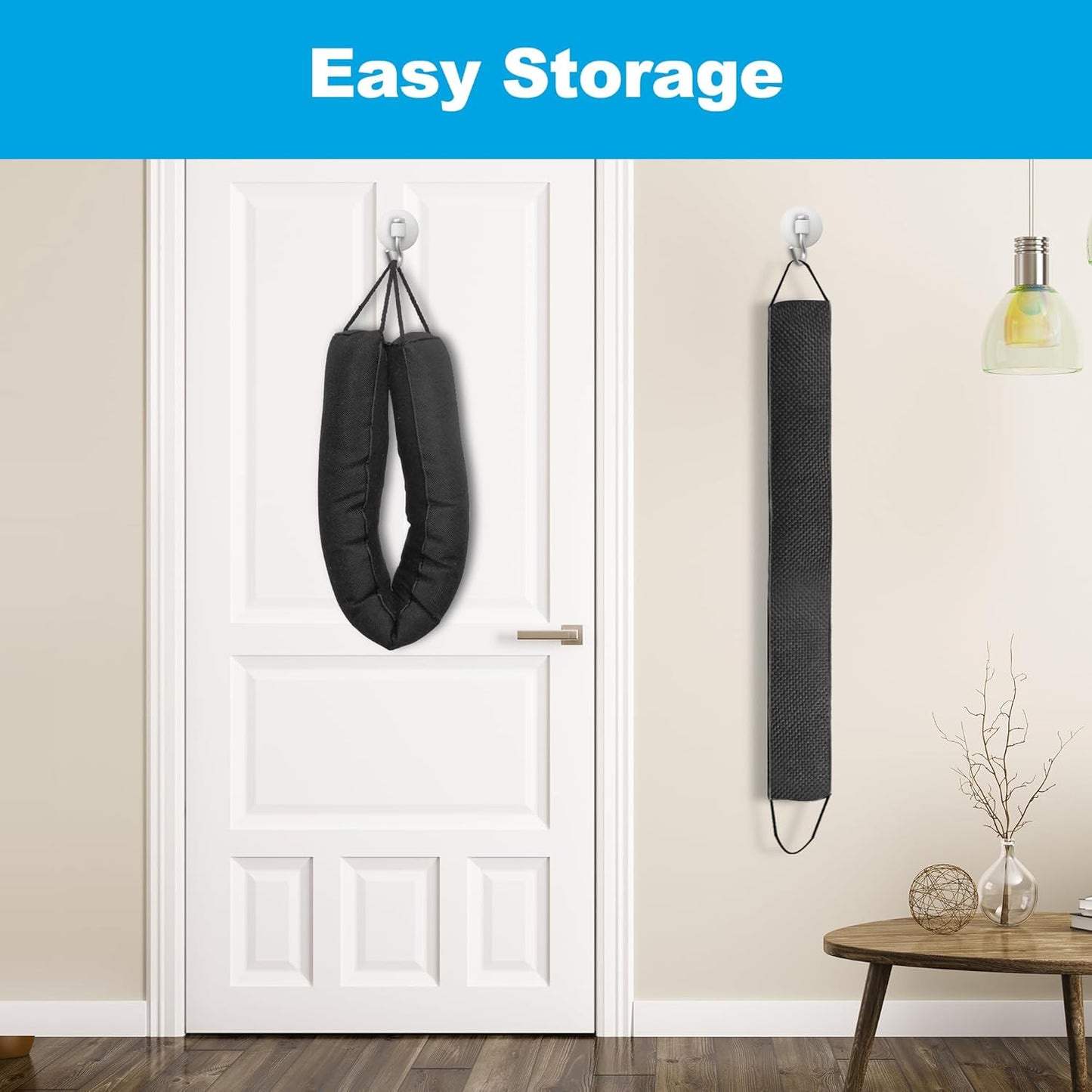 QUOLIX Triangle Under-Door Draft Stopper, 38" Noise Blocker, Weighted Weather Stripping, Gray Cotton & Polyester, Multi-Function Noise & Light Blocker, Black