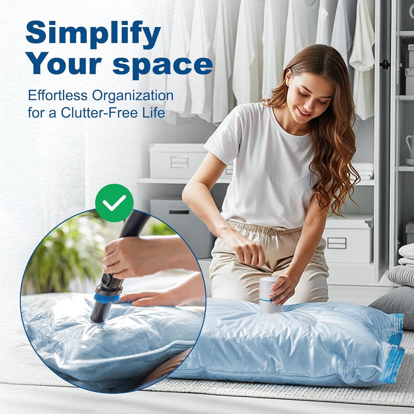 HOUSE DAY 10 Small Vacuum Seal Bags For Clothing Travel, 80% Space Saving Travel Vacuum Bags with Electric Pump, Vacuum Storage Bags For Clothes, Bedding, Moving, Camping, Toys, Storage & Organization