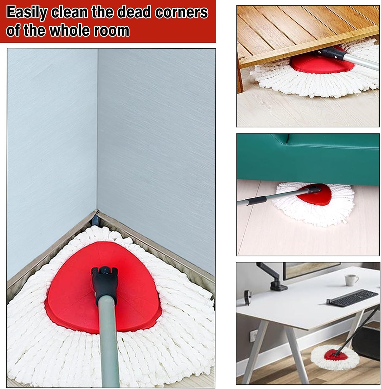 8 Pack Spin Mop Replacement Heads, 100% Microfiber Mop Head Replacement Compatible with Triangle Spin Mop for Easy Wring, 360 Degree Spinning Mop Replace Head for Floor Cleaning