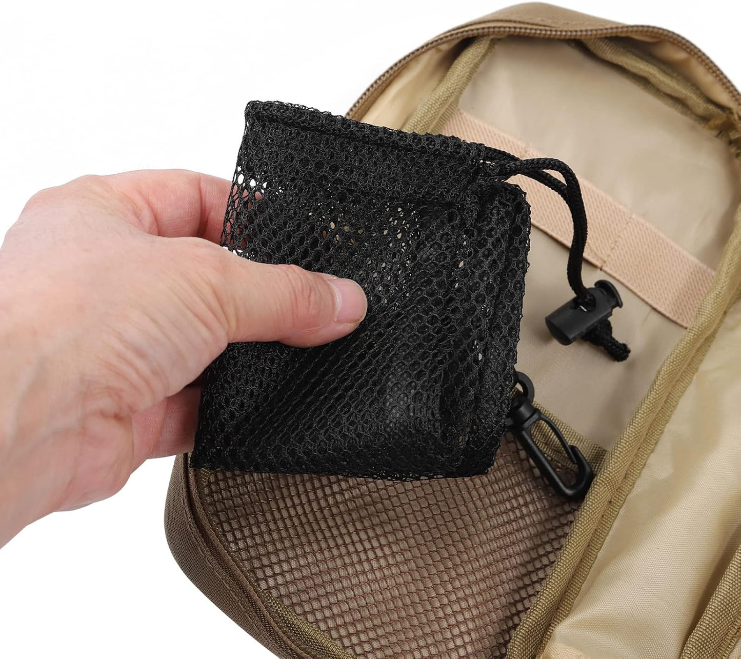 iMucci 12 Pieces Black Mesh Drawstring Bag with Clips, Nylon Drawstring Bags Pocket Foldable Beach Bag with Cord Lock for Swimming Collecting Toys Laundry Sports Gym Beach Travel