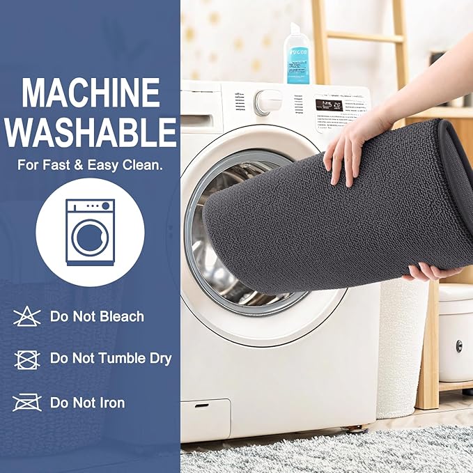 OLANLY Thick Memory Foam Bath Mats Rugs 47x32, Extra Soft Absorbent Bathroom Rug, Quick Dry Bath Mat, Non-Slip, Machine Washable Carpet for Bathroom, Tub and Shower, Home Decor Accessories, Dark Grey