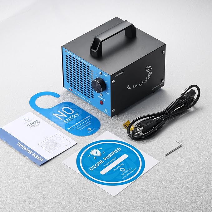 Airthereal MA5K Ozone Generator for Home, Ozone Air Ionizer Odor Eliminator with 120-Min Timer, Lightweight Design, Odor Removal for Car, Smoke, Pets, Basements, Covers Up to 2,000 Sq. Ft., Blue