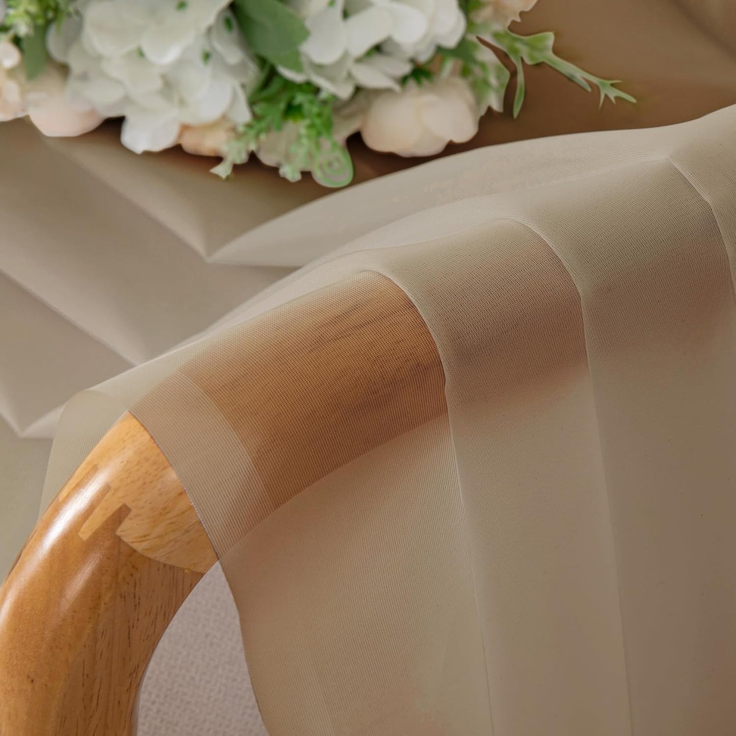 Chyhomenyc Taupe Sheer Curtains 30 inch Length 2 Panels, Light Filtering Voile Rod Pocket Short Window Curtians for Bathroom Living Room Farmhouse Small Windows, 42Wx30L inches