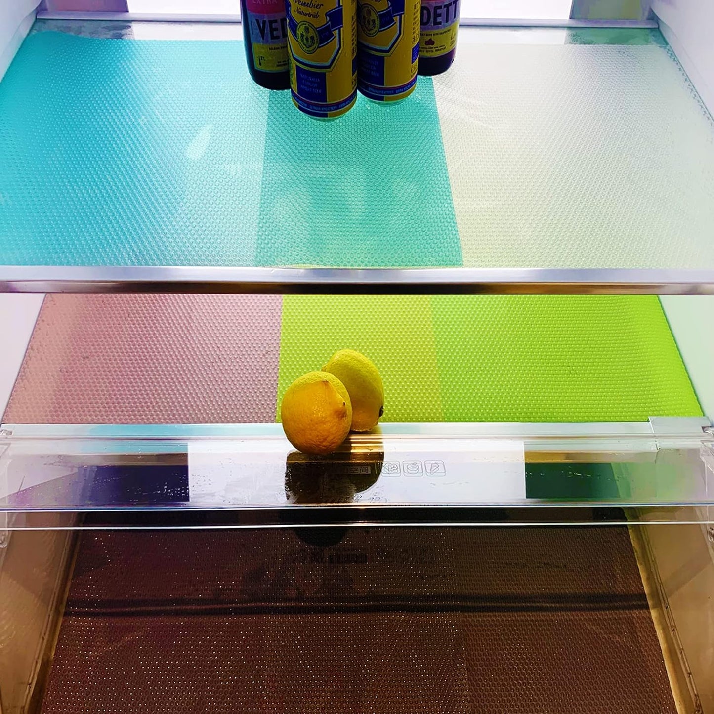 24Pcs Refrigerator Liners, Washable Fridge Liner Mats Covers Pads for Glass Shelf Cupboard Cabinet Drawer Home Kitchen Accessories Organization (Blue)