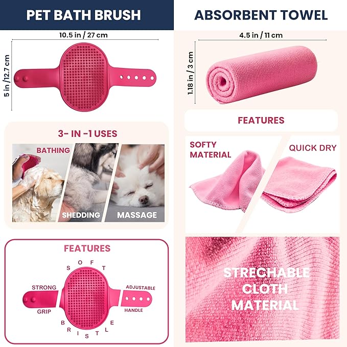 Dog Paw Cleaner Kit - Includes Paw Washer Cup, Towel, Pet Bath Brush & Moisturizing Balm - Dog Foot Washer for Muddy Paws, ideal for Small & Medium Dogs (Pink, Medium)
