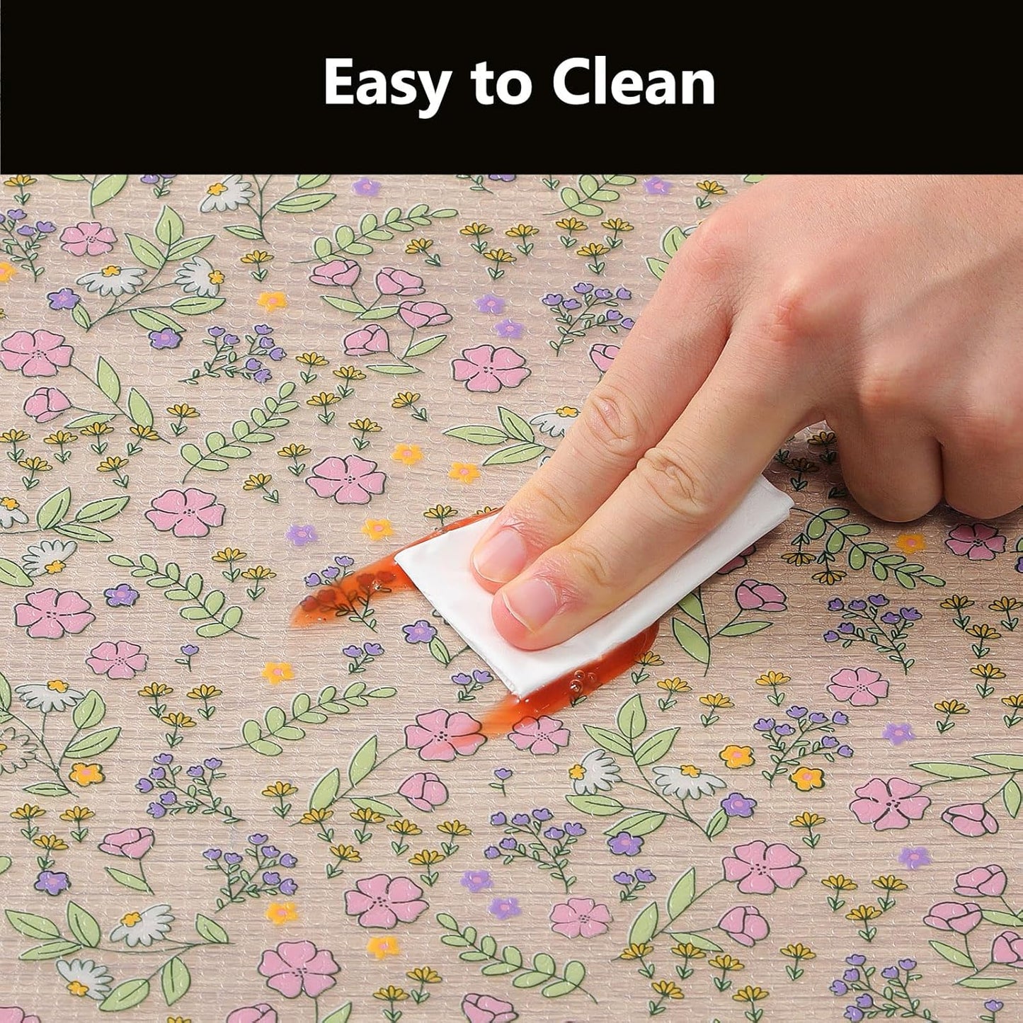 INNOLITES Non-Slip Shelf Liner – Cabinet & Drawer Liner Non-Adhesive – Waterproof Oil-Proof – Durable EVA with Floral for Kitchen Cabinets Refrigerator – BPA-Free, Easy to Cut 11.8" x 360"