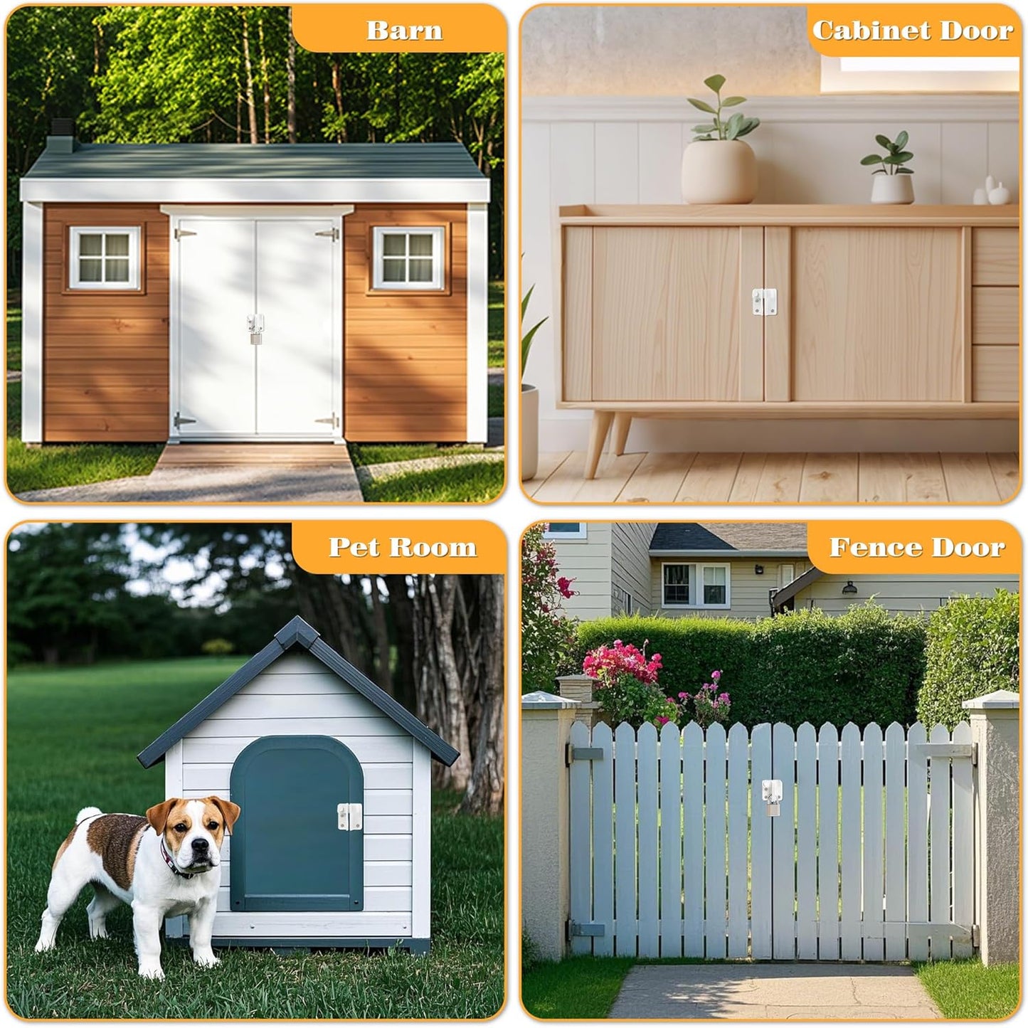 Alise Flip Latch Gate Latch White Shed Lock Shed Latch Barn Door Lock Locking Latches for Barn Fence Cabinet Garden Garage Window Pet Dog Cage,Stainless Steel Shed Door Latch Barn Door Lock,S-Size