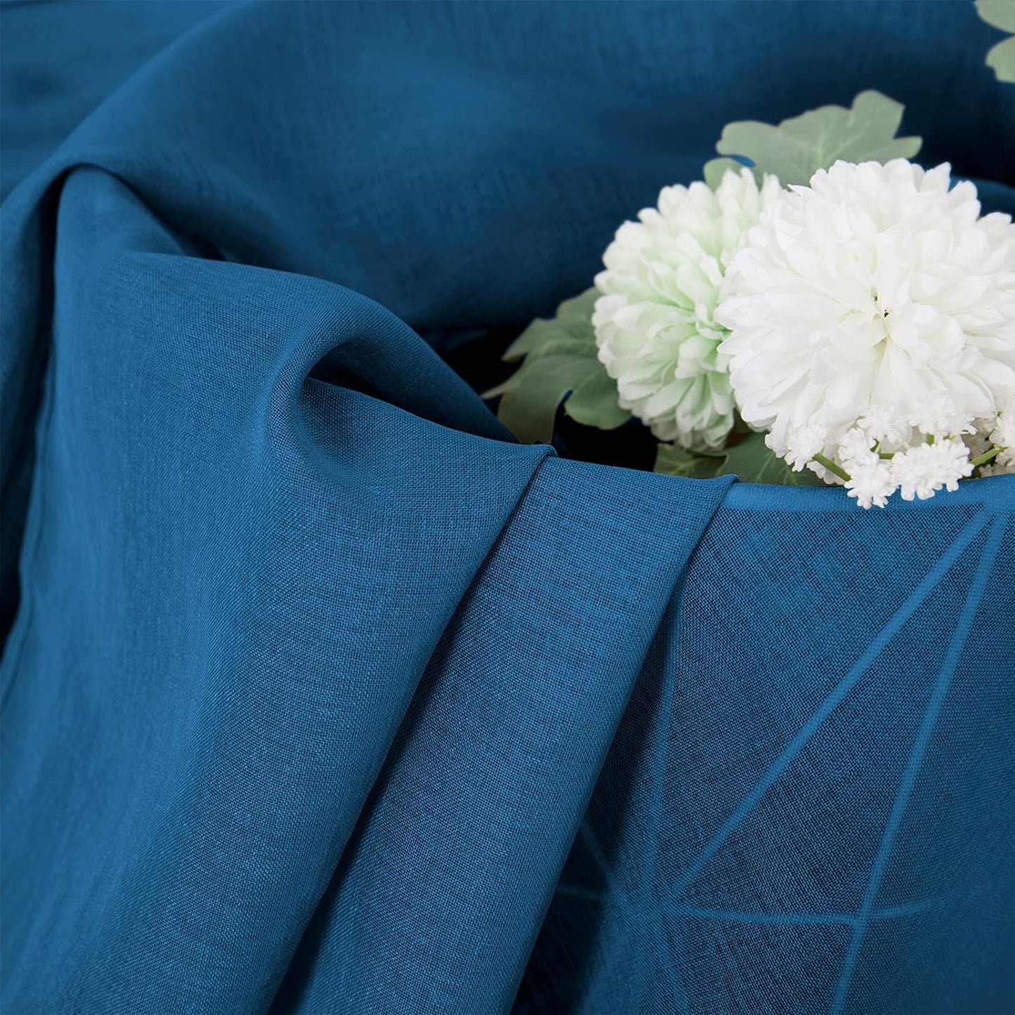 Tollpiz Sheer Curtain Linen Textured Living Room Curtains Sheer Light Filtering Rod Pocket Voile Curtain for Bedroom, 54 x 72 inches Long, Classic Blue, Set of 2 Panels