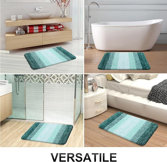 OLANLY Bathroom Runner Rugs 47x20, Extra Soft Absorbent Microfiber Bath Rugs, Rubber Backing, Quick Dry, Washable Bath Mats for Bathroom Floor, Tub and Shower, Home Decor Accessories, Blackish Green