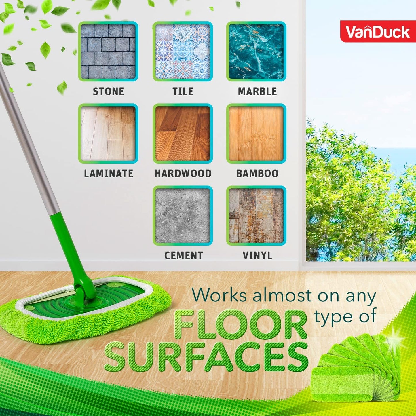 VanDuck Reusable Mop Pads Compatible with Swiffer Sweeper (4-Pack) - Washable Microfiber Mop Pads for Wet & Dry Use - All Purpose Floor Mopping and Cleaning Product
