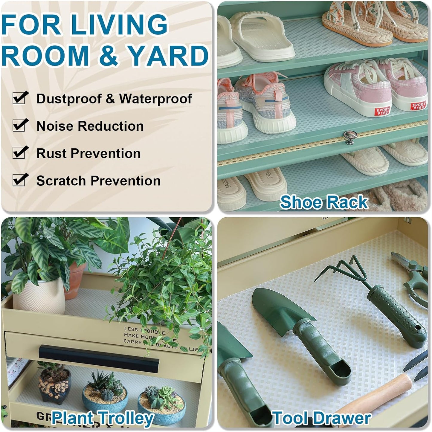 Shelf Liners 16 in x 20 ft EVA Drawer Mats, Non-Adhesive Cupboard Protector, Kitchen Cabinet Lining Fridge Liner (Clear Crossed Stripe, 40.7x610cm)