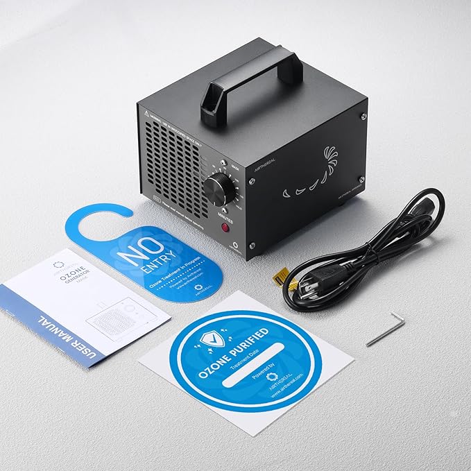 Airthereal MA5K Ozone Generator for Home, Ozone Air Ionizer Odor Eliminator with 120-Min Timer, Lightweight Design, Odor Removal for Car, Smoke, Pets, Basements, Covers Up to 2,000 Sq. Ft., Black