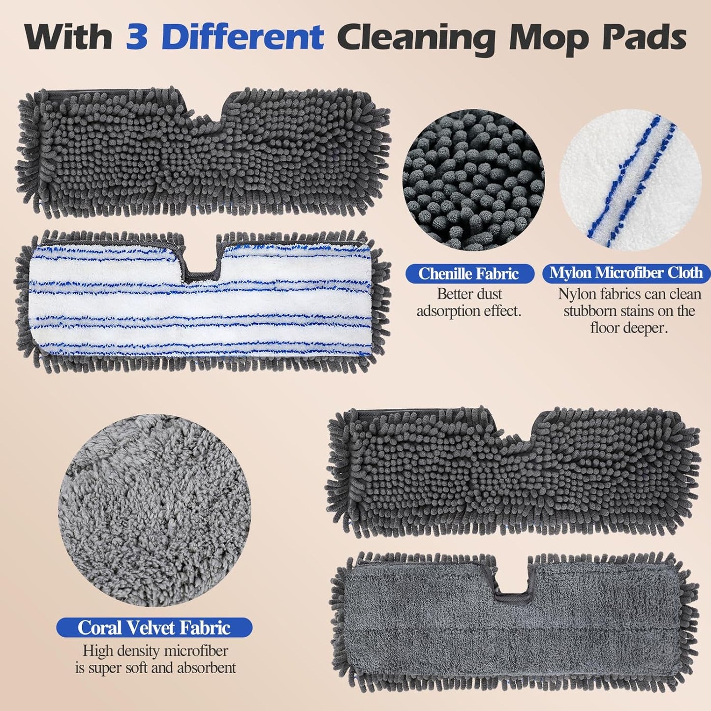 Two Sided Dust Mop Floor Cleaning System, MASTERTOP 360 Microfiber Mop with Stainless Steel Handle,Wet Dry Mop,Flat Flip Mops for Hardwood, Laminate, Vinyl, Tiles,4 Washable Mops Pads