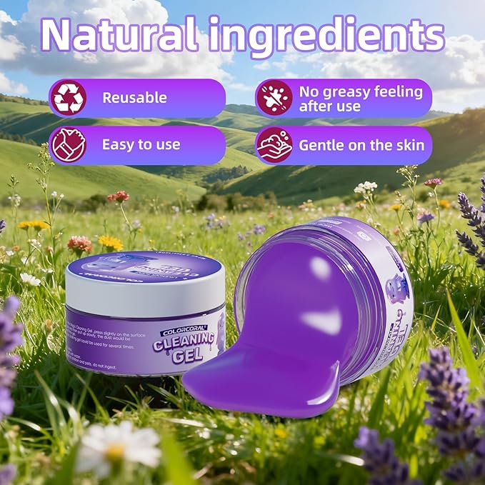 Car Cleaning Gel Reusable(Lavender Scent) 2Pack - Dust Cleaning Putty Keyboard Slime for Car Interior Air Vent Cleaner, Auto Detailing Tools Accessories, Christmas Stocking Stuffers for Men Women