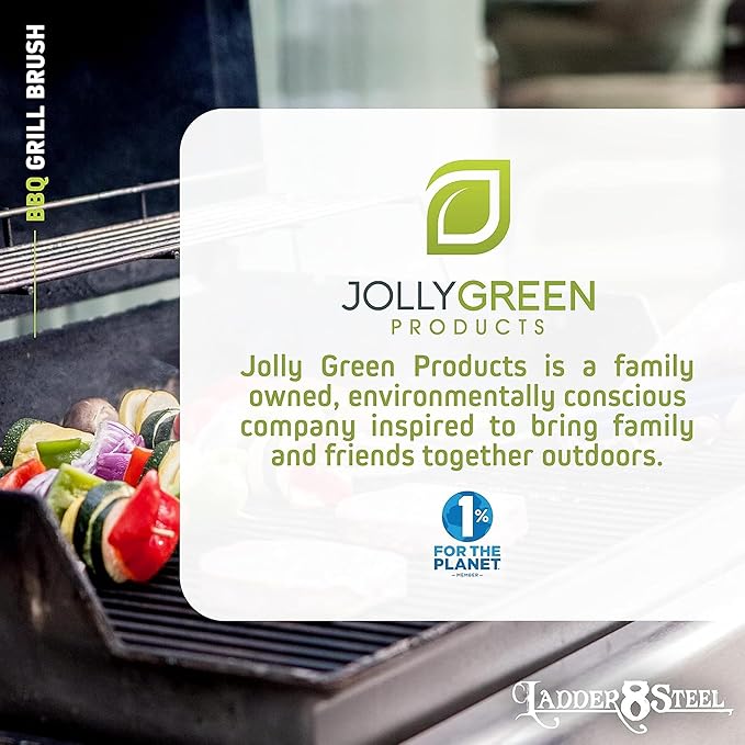 Jolly Green Products Heavy Duty Grill Brush for Outdoor Grill โ Safe Grill Brush Designed by Firefighter | Barbecue Grill Brush & BBQ Brushes for Grill Cleaner | Durable & Safe for All Grates