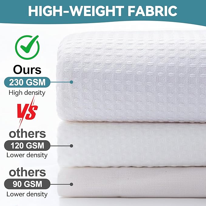 Conbo Mio Extra Long No Hook Waffle Weave Shower Curtain with Snap in Liner Set, Hotel Luxury White Shower Curtains for Bathroom with See Through Top Window, Waterproof, Washable 71W x 84H